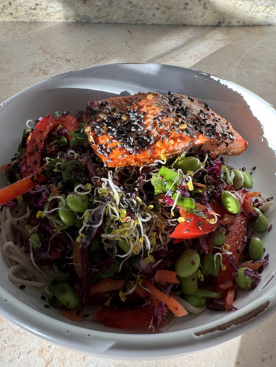 Rainbow Noodle Salad with Cashew Satay