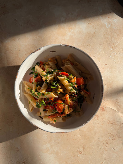Lobster Penne with Chilli, Garlic, Tomatoes & Capers