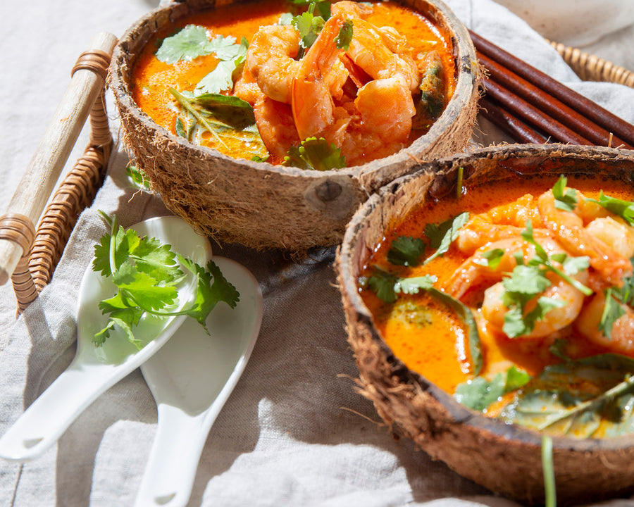 Chilli Prawns with Thai-Inspired Coconut Sauce