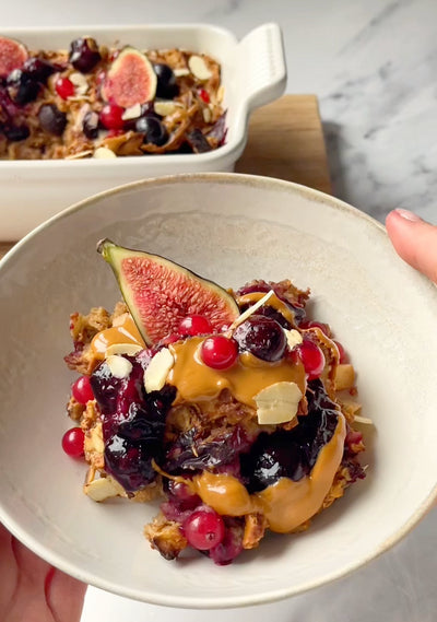 Apple, Blueberry + Nut Butter Baked Oats