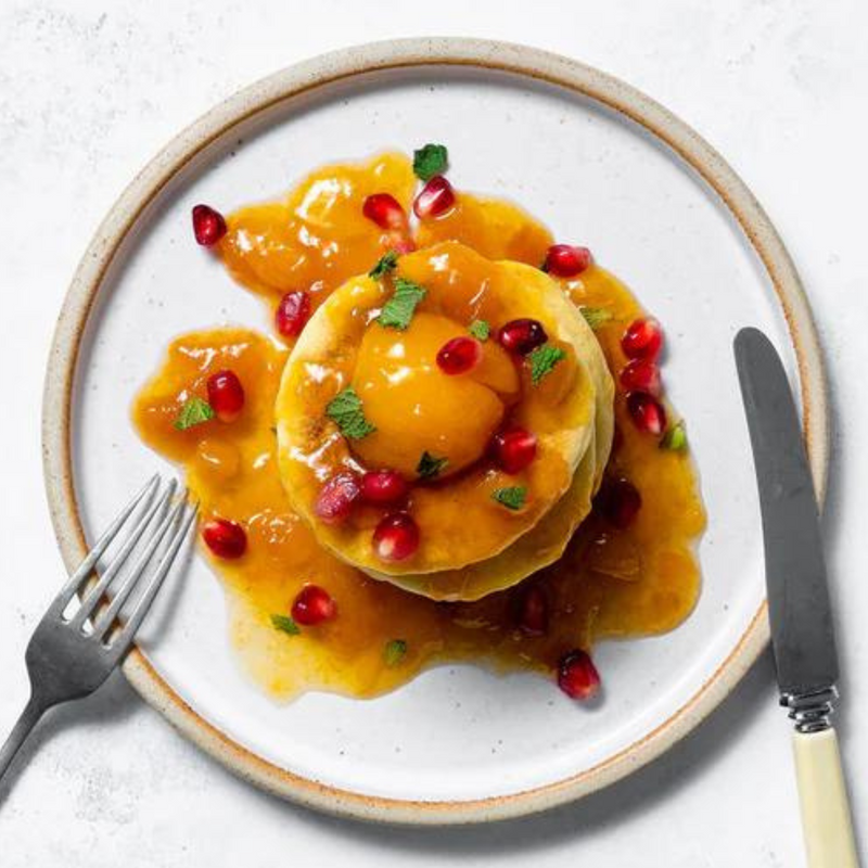 Grain Free Pancakes with Apricot Compote (VE)