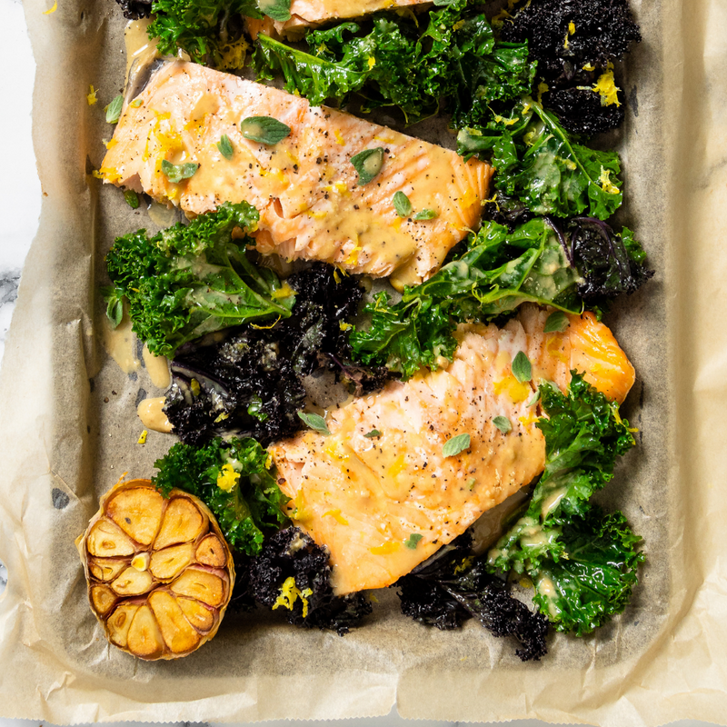 Baked Salmon with Penne and Cashew Cheese