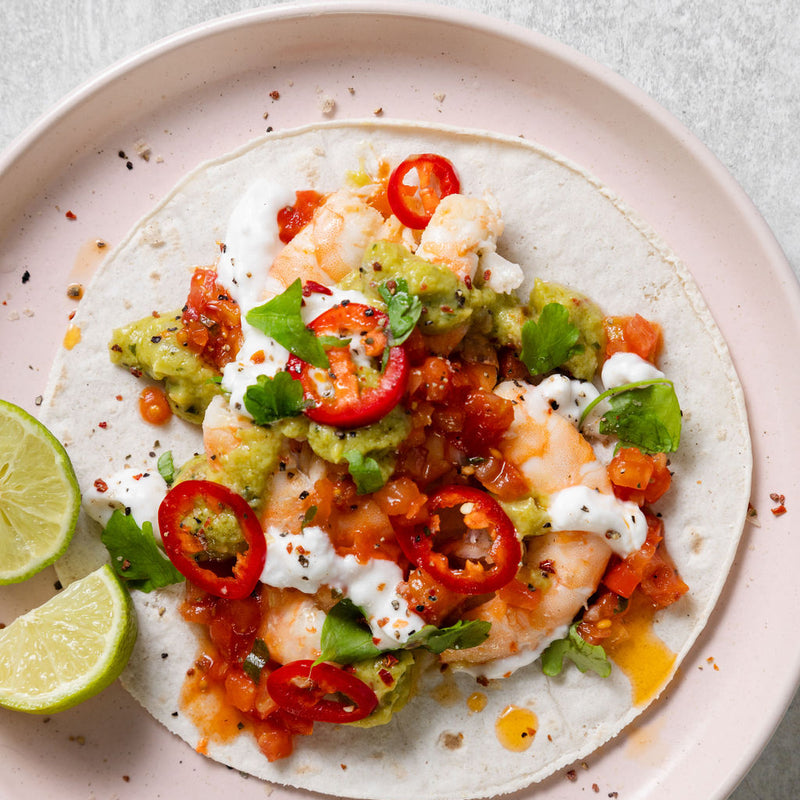 Corn Tortilla with Smashed Beans, Guacamole + Quick Salsa (VE)