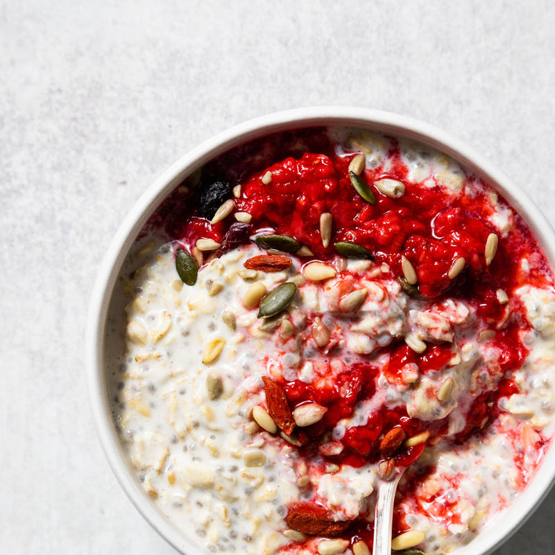 Overnight Oats with Summer Berries + Strawberry Compote (VE)