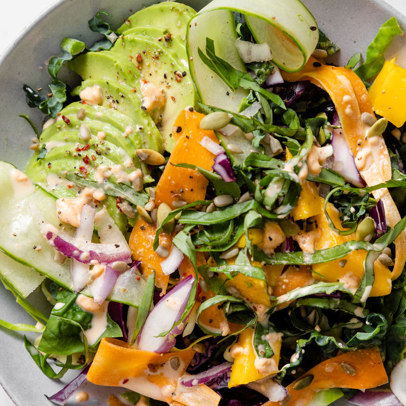 Raw Super Bowl with Mango, Kale + Chipotle Dressing (VE)