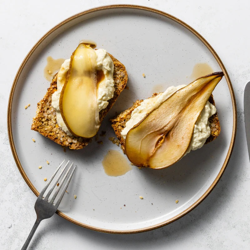 Quick Cashew Labneh + Grilled Pear on Toast (VE)
