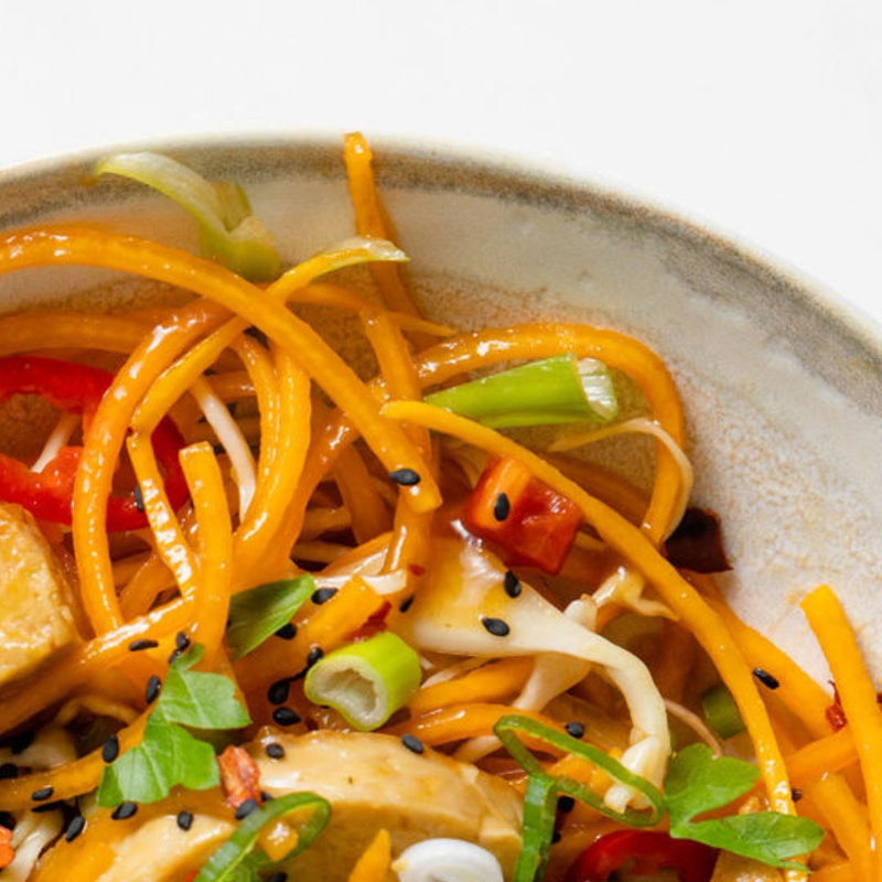 Chicken Chow Mein with Carrot Noodles