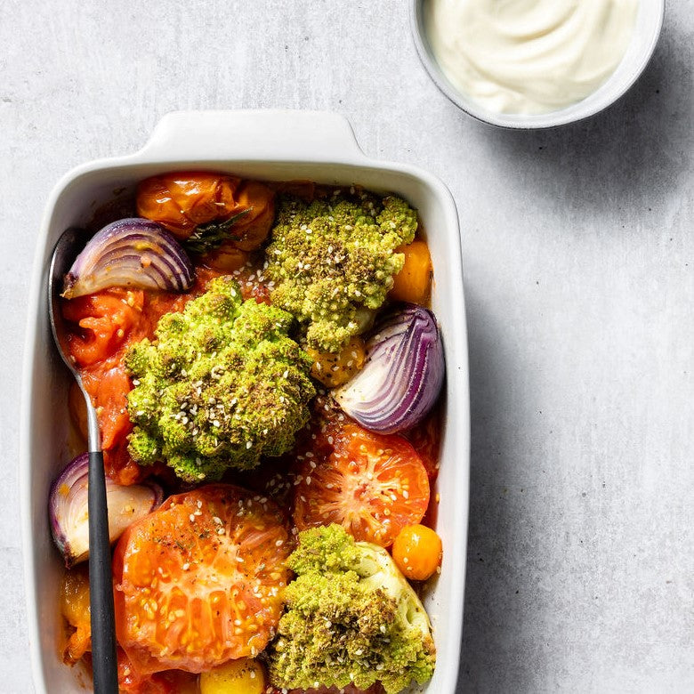 Garlic Roasted Romanesco with Quick Cashew Labneh (VE)